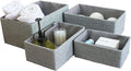 LA JOLIE MUSE Storage Baskets Set 4 - Stackable Woven Basket Paper Rope Bin, Storage Boxes for Makeup Closet Bathroom Bedroom (Gray)