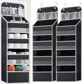 2 Pack Over The Door Organizer, Hanging Storage Organization with Large Capacity Pockets, Swing-Proof Behind Door Storage Shelf for Kicthen Bedroom Nursery Kids Toys Shoes,Black