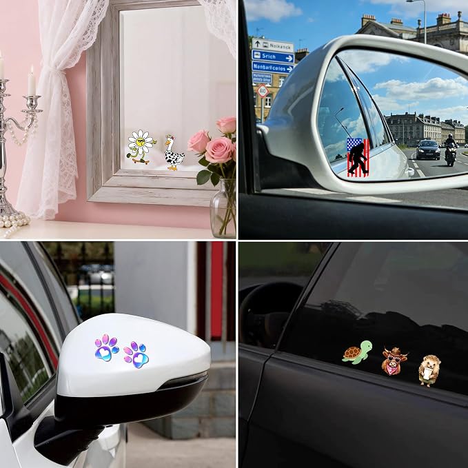 2Pack Penguin Car Vinyl Sticker and Decal for Rear View Mirror Window | Cute Penguin Mirror Sticker Waterproof,Car Accessories Decor,Penguin Gifts for Women Men,Laptop Bathroom Mirror