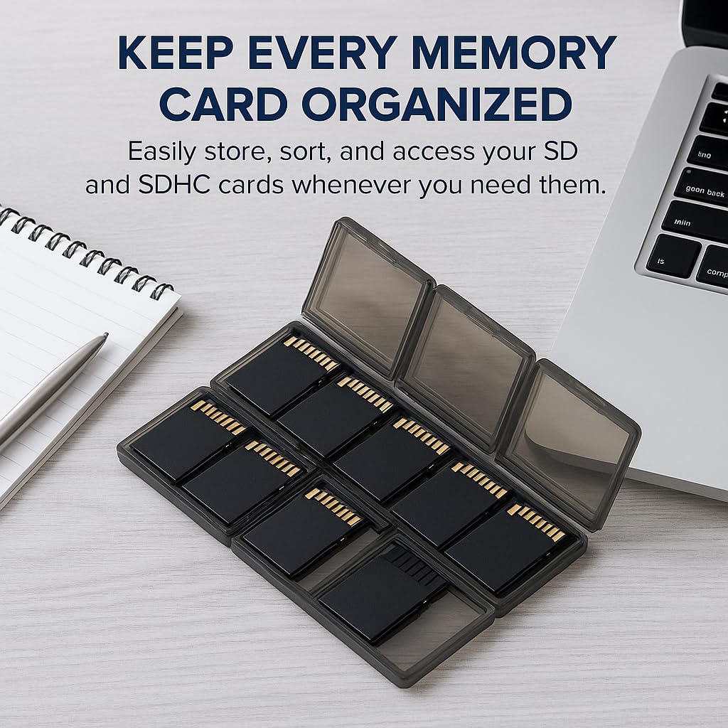 Acuvar 24 Slot SD/SDHC Memory Card Hard Plastic Case – Durable ABS Portable SD Card Storage Box Organizer, Protective Hard Shell SD Card Carrying Case for Photographers, Anti-Shock & Waterproof