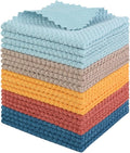 SINLAND Microfiber Dish Cloth for Washing Dishes Rags Best Kitchen Washcloth Cleaning Cloths with Poly Scour Side Popcorn Texture 5 Color Assorted 12Inchx12Inch 20 Pack