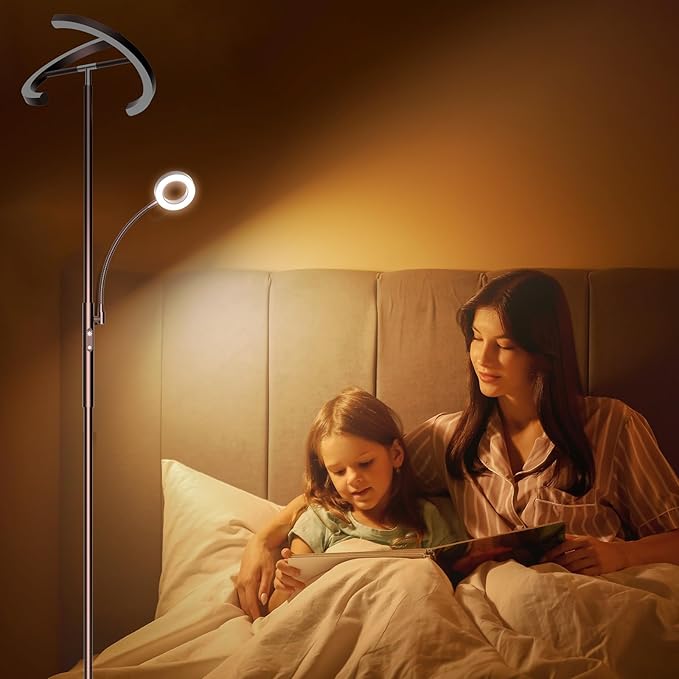 SIBRILLE 2-in-1 Brown LED Floor Lamp
