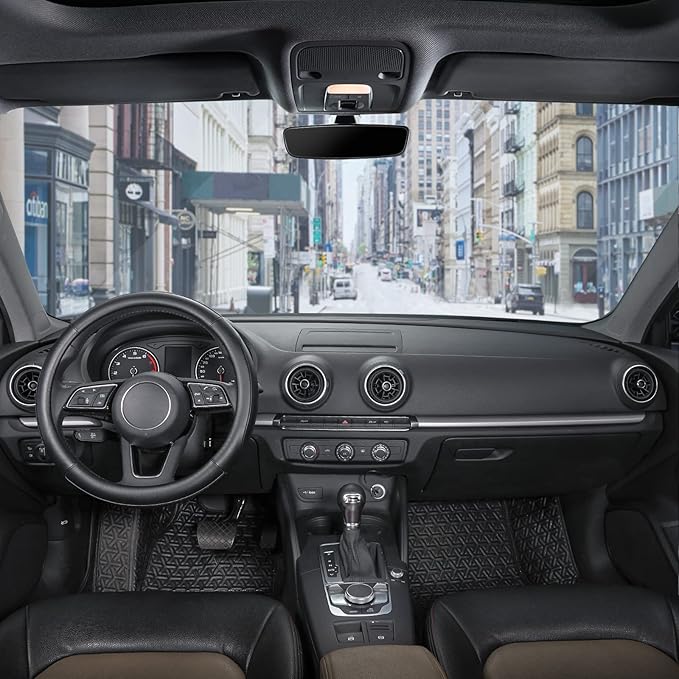 SEG Direct Car Steering Wheel Cover Small Size for Prius Civic Model 3 Model Y Camaro Rogue with 14-14 1/4 inches Outer Diameter, Black Microfiber Leather
