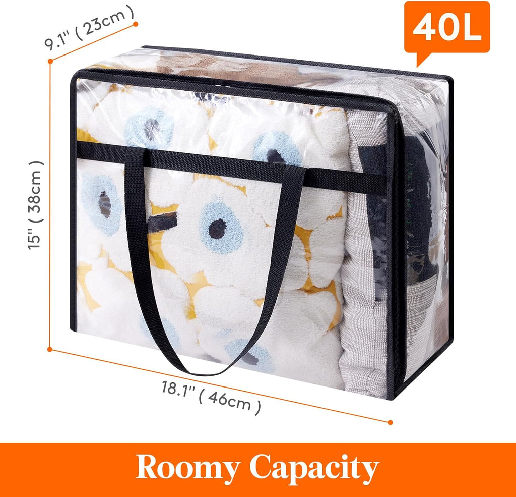 Lifewit 6 Pack Clear Clothes Storage Bags, 40L Plastic Blanket Storage Bag, Vinyl Foldable Moving Bags with Zipper, Closet Organizers and Storage Containers for Bedding, Duvet, Comforter