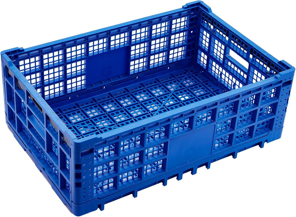 Collapsible Storage Crates, 52 Liter Heavy Duty Foldable Plastic Crates , Storage Baskets and Bins 23.6" L x 15.7" W x 8.6" H Stackable Dairy Milk Crates for Office, Home, Toy Storage