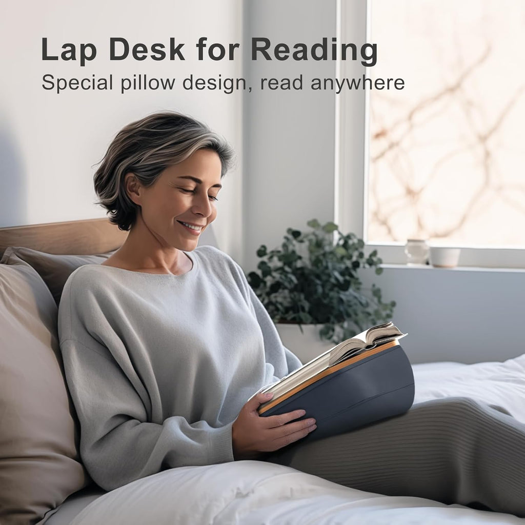 Lap Beanbag Book Stand for Hands Free Reading Comfortable Reading Pillow Stand Minimize Neck Strain Perfect Idea for Book Lovers in Dorm Room or Anywhere Else with Bookseat(Gray)