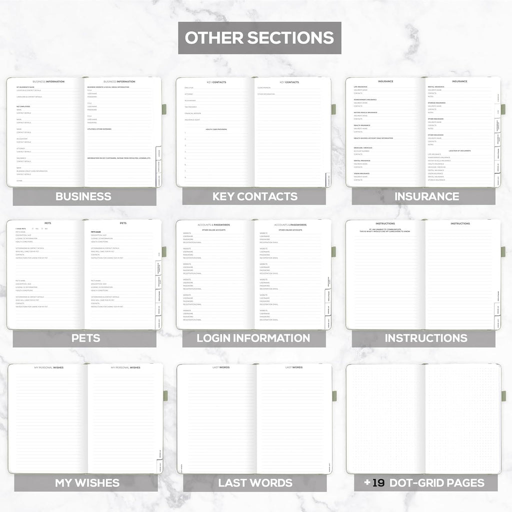 Clever Fox Large End of Life Planner – Guided Final Arrangements Organizer Notebook for Instructions, Beneficiary Info, Will Preparation, Last Wishes & Funeral Planning – 8.5" x 11" (Cypress)