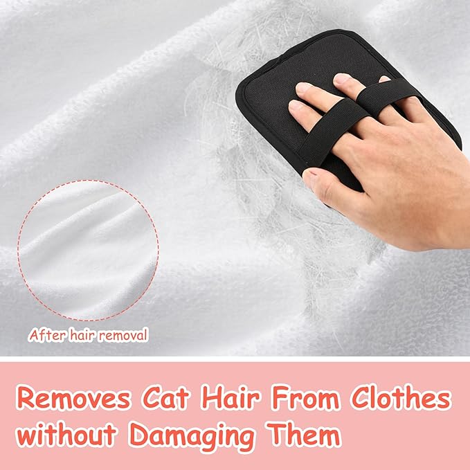 Static Removal Gloves for Pet Hair, Reusable Double-Sided Grooming Gloves, Cleans All Surfaces Easily, Suitable for Sofas,Clothes, Car Detailing, Carpets, Beds, Bedding, Furniture (Black)