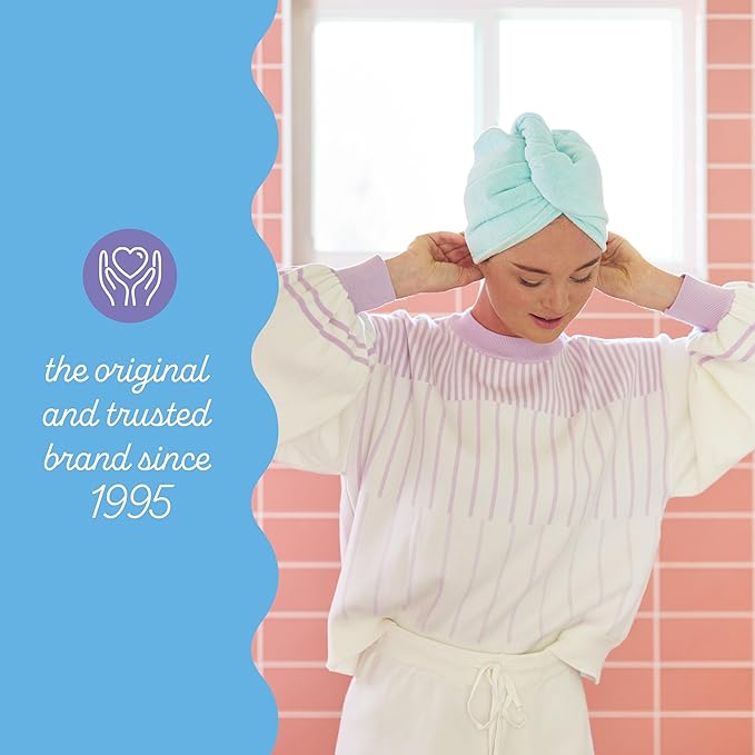 Turbie Twist 4-Pack Microfiber Hair Towel for Beauty, Travel, Gifting - Hair Wrap Turban for Straight, Wavy & Curly Hair - Premium Personal Care - Pink, Purple, Blue & Aqua