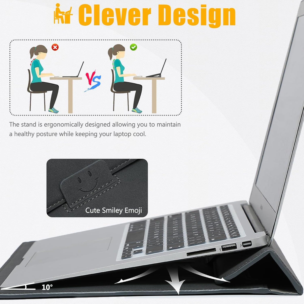 HYZUO 15-16 Inch Laptop Sleeve Case with Stand Feature for MacBook Pro 16 M4/M3/M2/M1 Pro/Max 2025-2019, XPS 15, MacBook Pro 15 2015-2012, Samsung Galaxy Book Flex/Pro 15, Space Gray