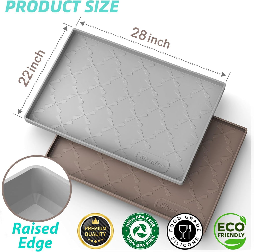 SIKADEER 28" x 22" Under Sink Mat Waterproof, Silicone Mat Kitchen Drawer Shelf and Cabinet Liner, Sink Protector for Kitchen Organizers and Storage, Boot Tray Pet Food Mats