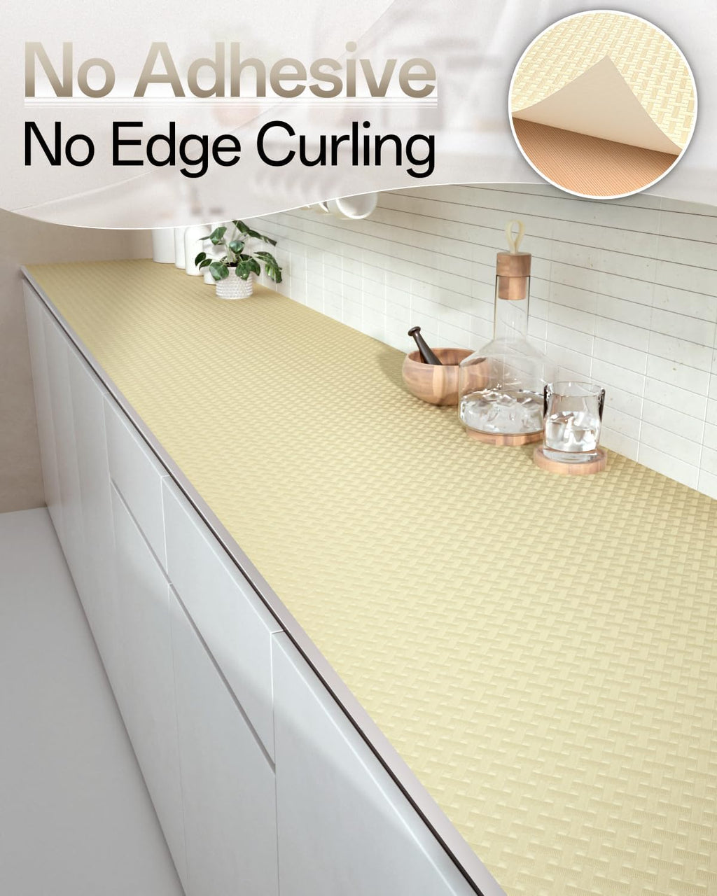 Shelf and Drawer Liner for Kitchen Cabinet, Non-Adhesive 24in x 360in Waterproof Contact Paper Refrigerator Liners Thickened Durable EVA Material Non Slip Mat for Dresser Cupboard Pantry Protector
