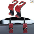 2PCS Car Seat Hooks, Purse Hook for Car, Crystal Rhinestone Vehicle Backseat Purse Holder, Auto Accessories Diamond Auto Seatback Storage Organizer Hanger for Handbag Clothes Purse (Red)