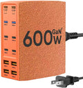USB Charging Station (600W),12-Port USB C Charger Block with Dual 100W PD USB-C Fast Charging Station Hub for MacBook Pro/Air/All iPad Phone 17/16 15/14/13/Pro Max/Samsung Galaxy Note(Orange)