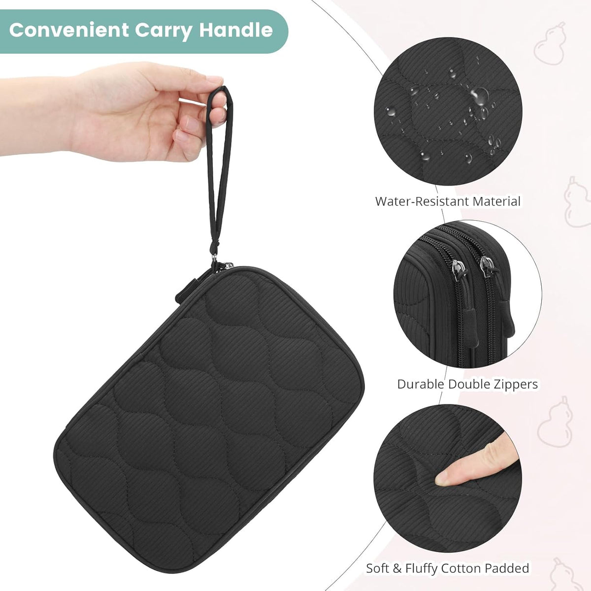 Skycase Tech Pouch - Lightweight Electronics Organizer Travel Case, Double Layers Travel Cable Organizer, All-in-One Storage Bag for Charger, Cord, Phone, Flash Drive, Accessories