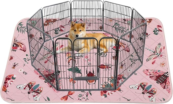 IEUUMLER Washable Pee Pads for Dogs, 1 Pack Insect Pattern Reusable Waterproof Puppy Potty Pads, Non-Slip Absorbent Pet Training Pads for Playpen Crate Bed EU014
