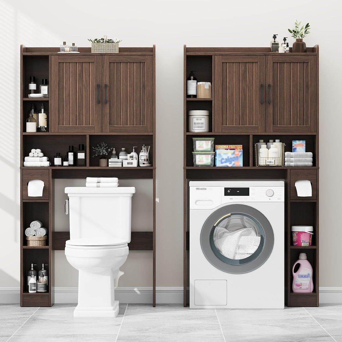 Over The Toilet Storage Cabinet, Farmhouse Storage Cabinet Over Toilet with Barn Door，Home Space-Saving Toilet Rack, for Bathroom, Restroom, Laundry