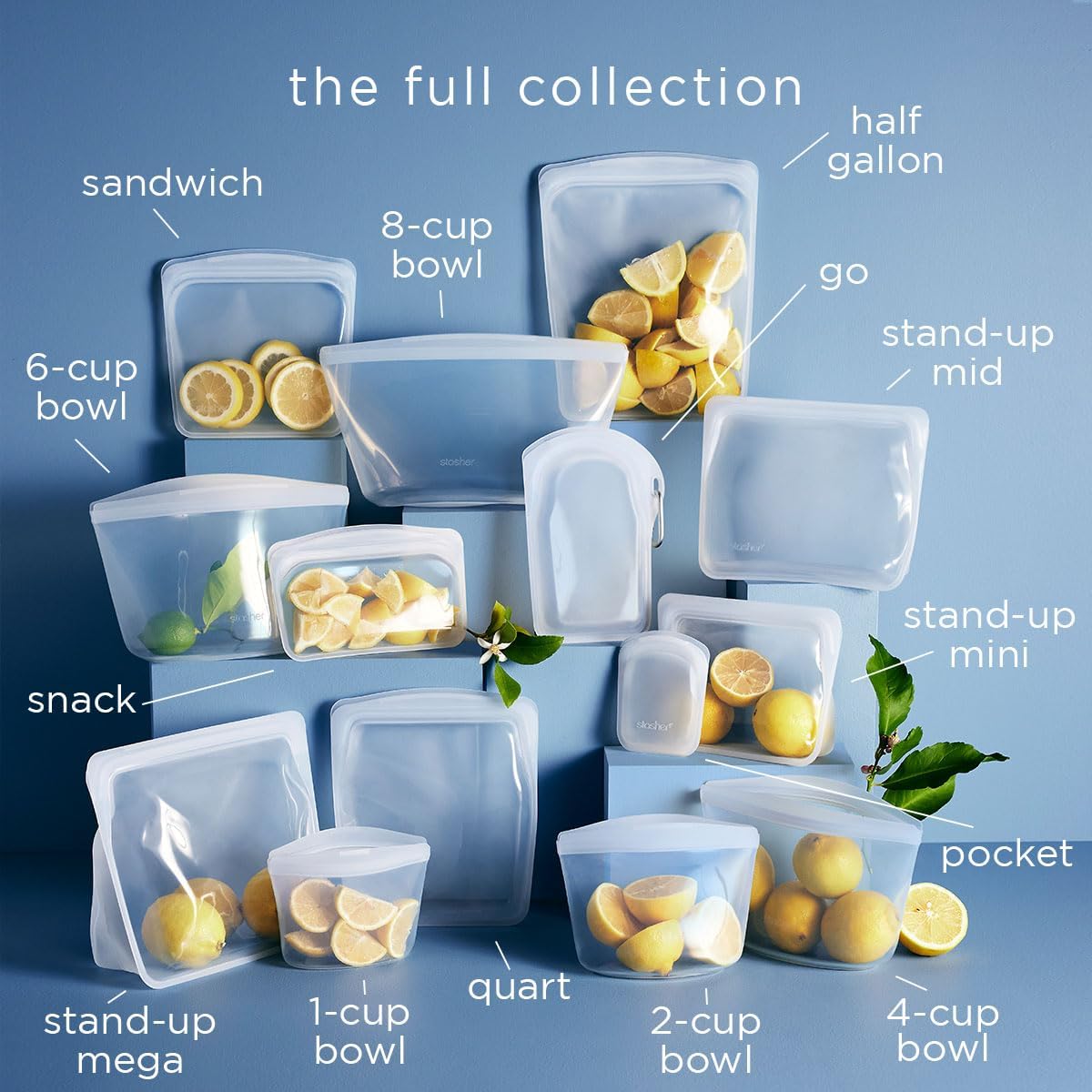 Stasher Premium Silicone Reusable Food Storage Stand-Up Mega Bag, Sea Urchin, Microwave, Sous Vide, Dishwasher, Oven and Freezer Safe, BPA Free, Leak-free, Eco-friendly, 104 Oz