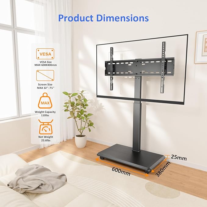Afaloona Rolling TV Stand, Portable Mobile TV Stand