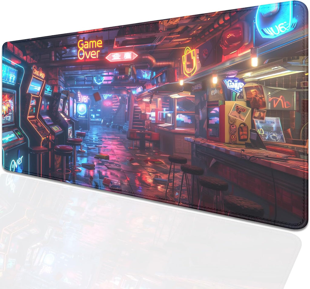Game Over Mouse Pad,XL Game Hall Mousepad Desk Pad with Stitched Edges,Non-Slip Waterproof Rubber Base Mouse Mat Desk Mat for Office Computer Keyboard Laptop Home(27.5x11.8 in)