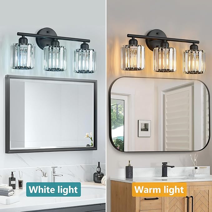 FDPBY Modern 3 Light Crystal Vanity Light, Compatible