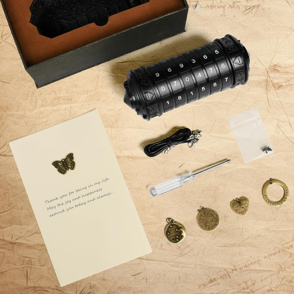 Da Vinci Code Numeric Cryptex Money Puzzle Box for Cash Gift, Jewelry Box with Hidden Compartment, Unique Puzzle Gift for Adults Brain Teaser Valentine’s Day Wedding & Anniversary Present