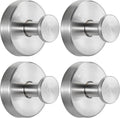 Suction Cup Hooks for Shower No-Drill Bathroom Hooks for Towels, Robes, Loofah Mountable on Bathroom Walls, Kitchen, Glass, Mirrors, Tile and Smooth,Non-Porous Surfaces (4, Brushed Nickel)