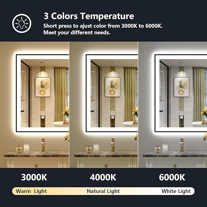 YEELAIT 55x30 Inch LED Bathroom Mirror