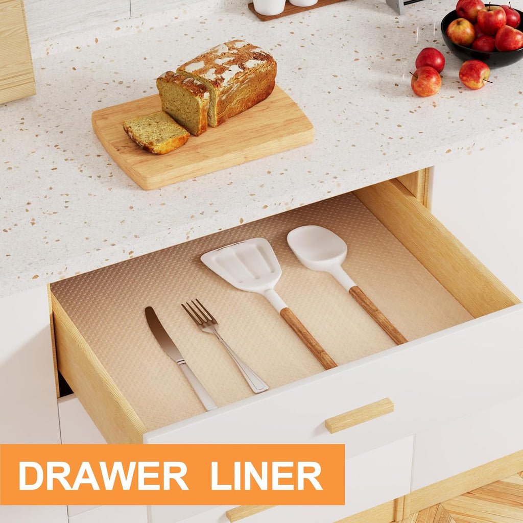 Clear Shelf Liner for Kitchen Cabinets: Translucent Easy to Cut Drawer Mat - Waterproof Cupboard Liner for Pantry Shelves Fridge 17.7" x 96"