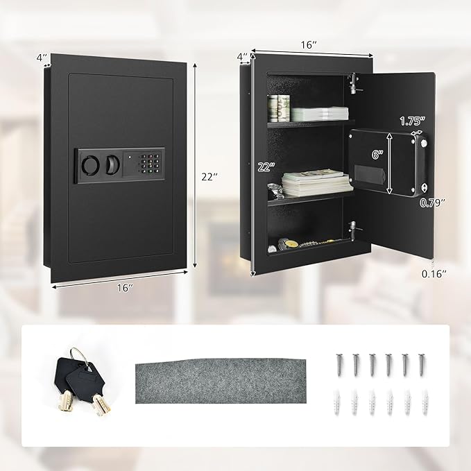 S AFSTAR Wall Safe Box, Electronic Digital Safe Box