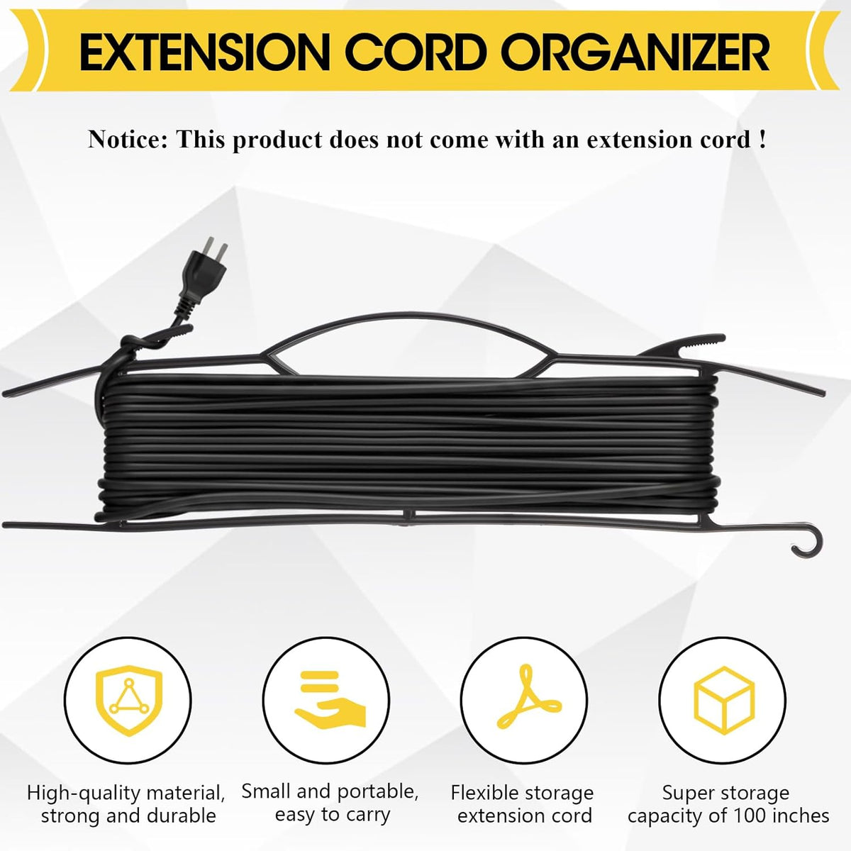 Ripeng 6 Pcs 15.7“ Light Duty Extension Cord Storage Reel Durable H-frame Extension Cord Holder Hose Organizer Wrap, Black