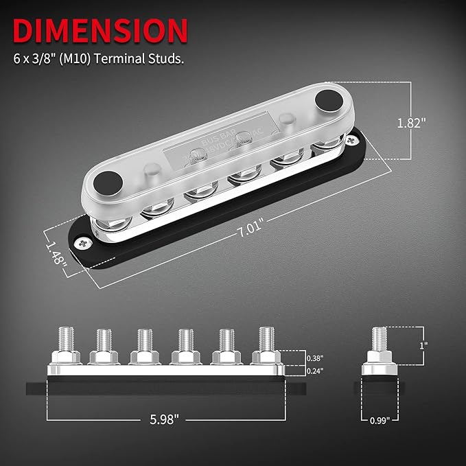 DaierTek 300A Bus Bar 12V Marine 12V Power Distribution Block