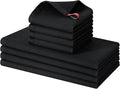 Homaxy 100% Cotton Kitchen Towels and Dishcloths Set - 8 Pack Waffle Weave Soft and Absorbent Dish Towels - 26 X 16 Inch and 12 X 12 Inch - Black