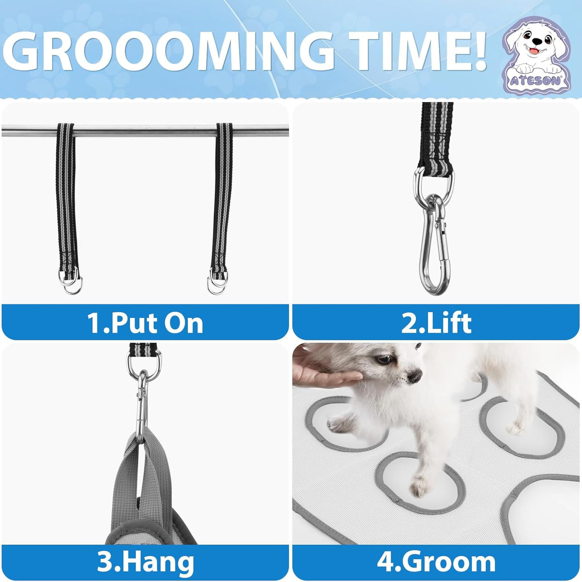 Pet Grooming Hammock Harness for Large Giant Dogs Nail Trimming, Dog Sling for Cutting Nails, Dog Hanging Holder Hanger with Nail Clippers, Nail File, Scissors XXXL