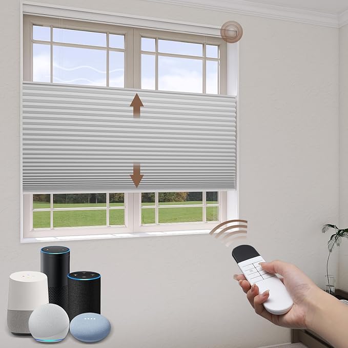 LEXEN Smart Top Down Bottom Up Honeycomb Shades WiFi Enabled Motorized Cellular