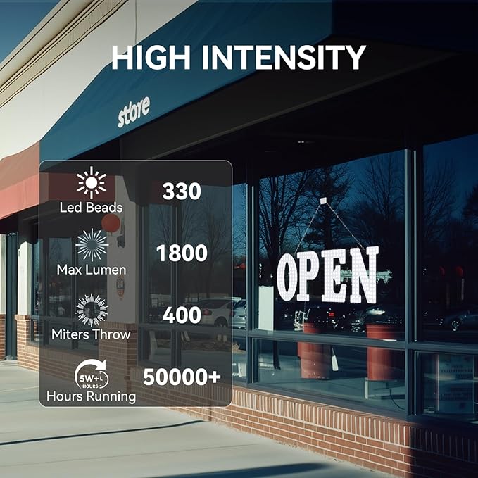 30" x 10" Large LED Open Sign