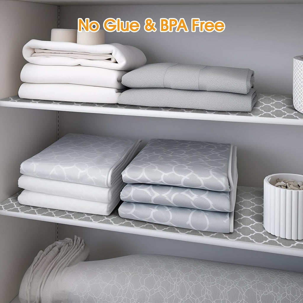 Shelf and Drawer Liner for Kitchen Cabinets Non-Adhesive, Strong Grip Non-Slip Thickened Cabinet Liners for Shelves, Waterproof Mats for Dresser Cupboard, Gray, 12 in x 20 Feet
