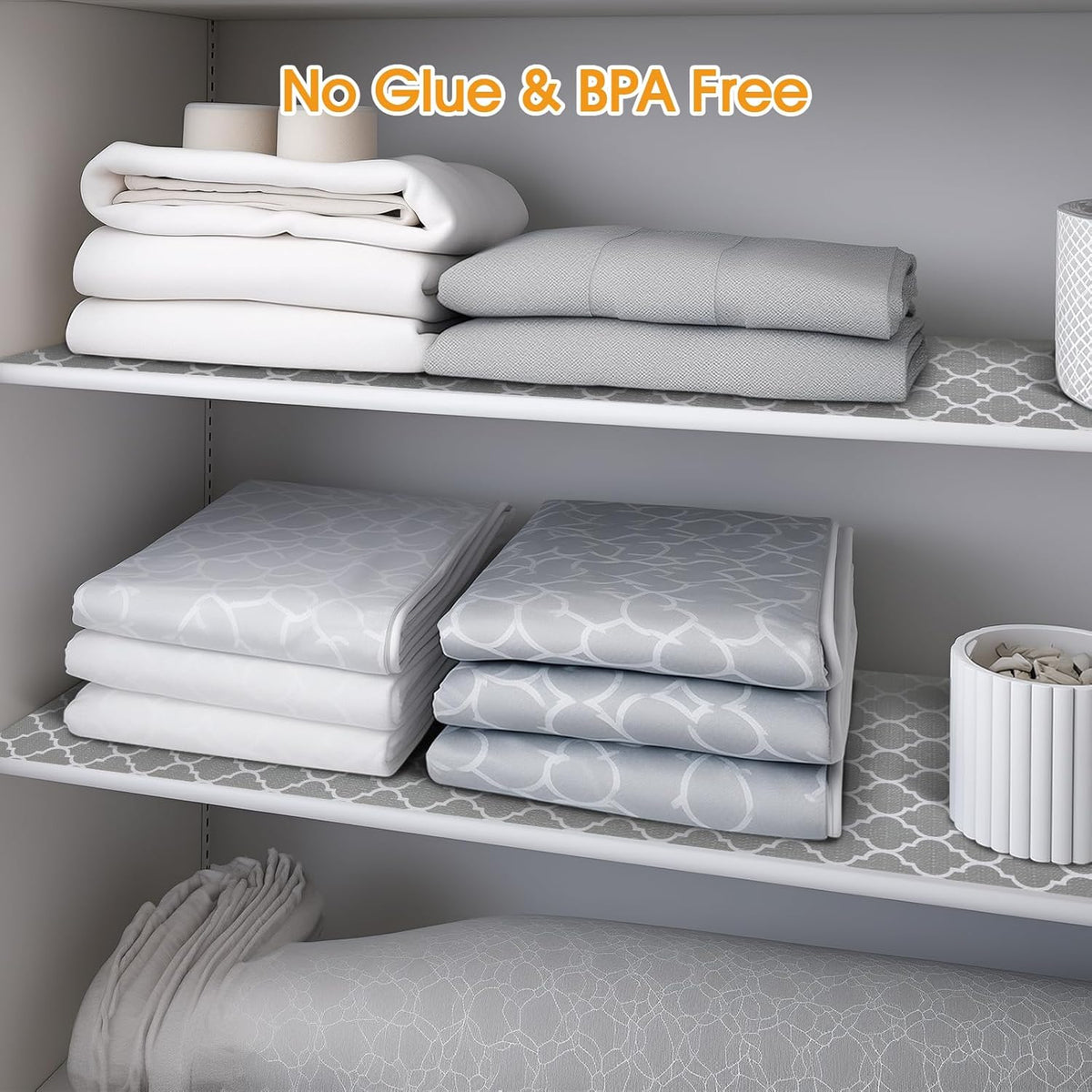 Shelf and Drawer Liner for Kitchen Cabinets Non-Adhesive, Strong Grip Non-Slip Thickened Cabinet Liners for Shelves, Waterproof Mats for Dresser Cupboard, Gray, 12 in x 20 Feet