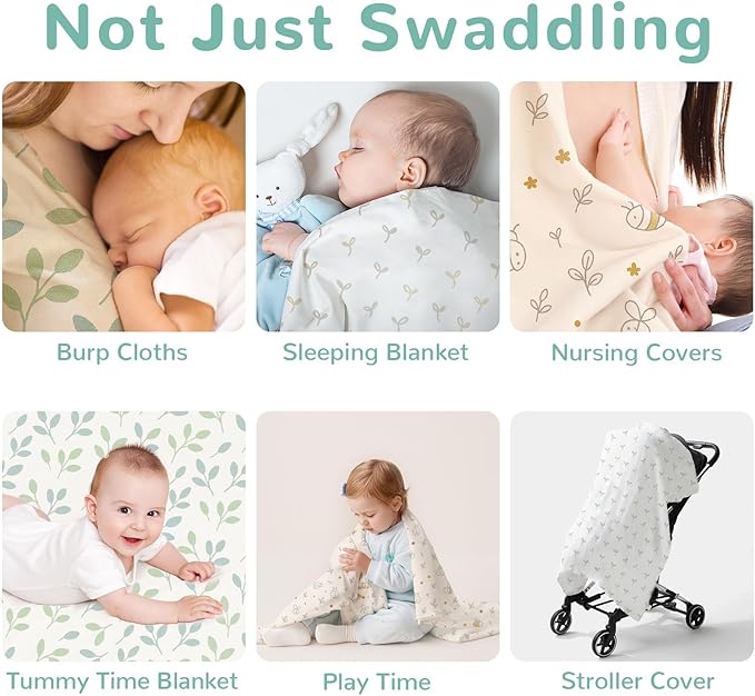 HECCEI Soft Large Swaddle Blankets 3-Pack 47" x 47" Muslin Swaddle Blankets for Girls & Boys, Baby Receiving Swaddles, Ideal Newborn & Infant Swaddling Set, Perfect
