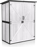 Outdoor Storage Shed with Floor - Waterproof Natural Fir Cabinet with Adjustable Shelves and Double Lock for Anti-Theft - Suitable for Storing Garden Tools and Household Debris (White)