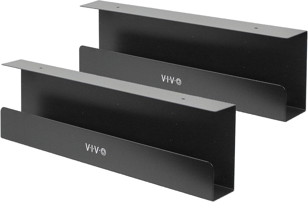 VIVO Under Desk 17 inch Cable Management Trays, Power Strip Holders, Cord Organizers, Wire Tamers for Office and Home, Black, 2 Pack, DESK-AC06-2C