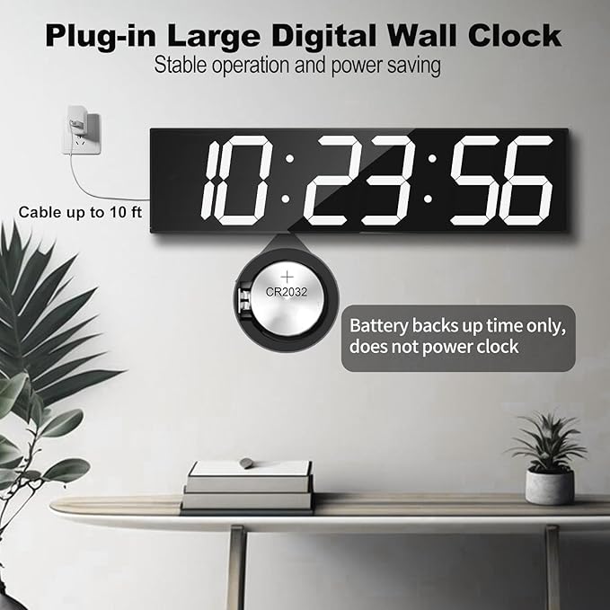 CHKOSDA Digital Wall Clock, Oversize Led Digital Clock