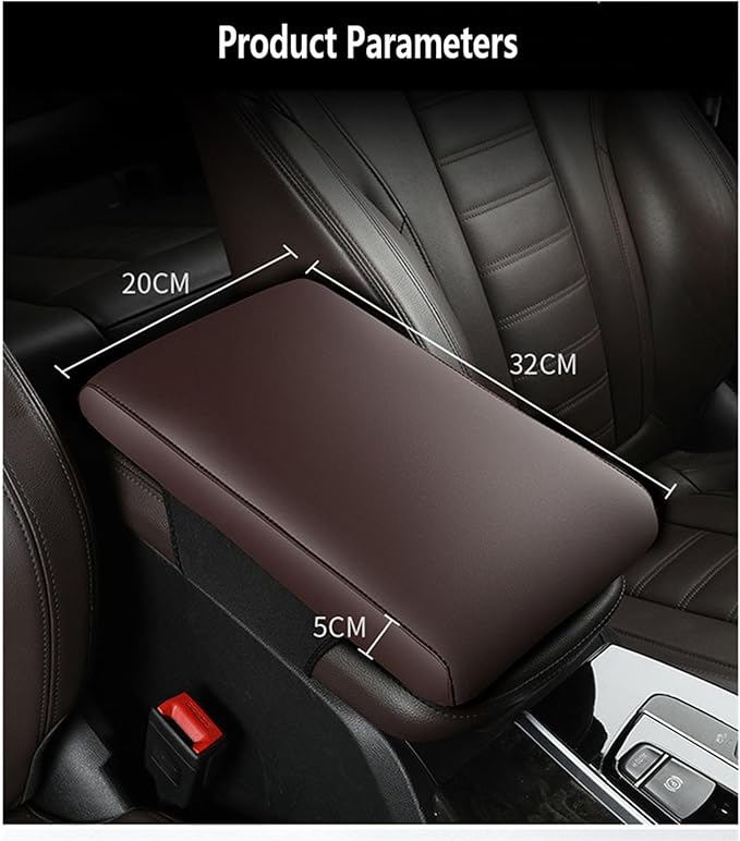 Car Armrest Cover Pad for Hyundai Santa FE 2021 2022 2023 2024 2025 Premium Leather Center Console Armrest Cushion Pad Anti-Scratch Waterproof Auto Interior Accessories Dark Brown