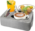 Couch Bed Cup Holder Pillow, Nisdoing 5 Hole Couch Drink Holder! Keep Drinks Hand Side and KeepTemp, Prevent Spills and Use Anywhere. Cup Holder for Couch, Bed,Camping,RV,Car,Beach. Gray