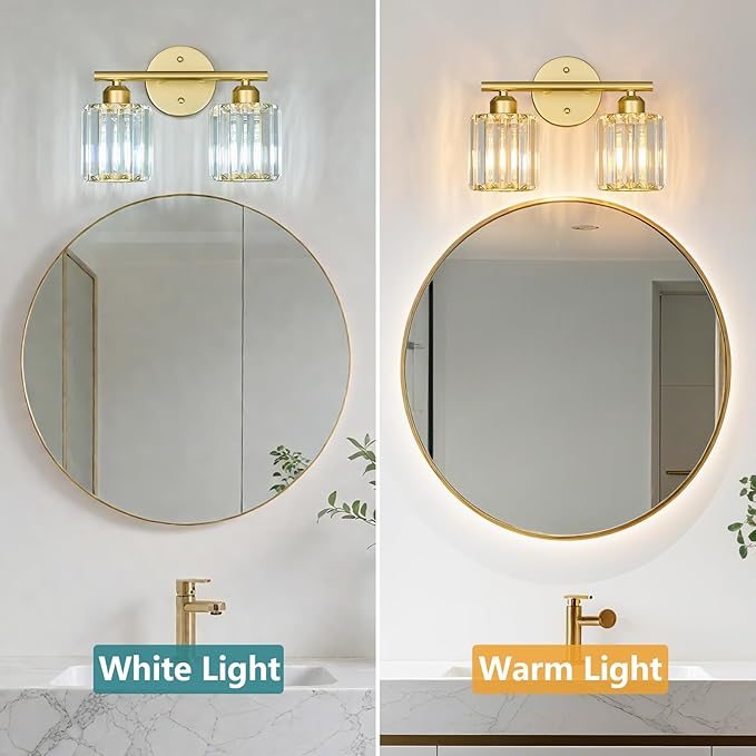 FDPBY Modern 2 Light Crystal Vanity Light, Compatible