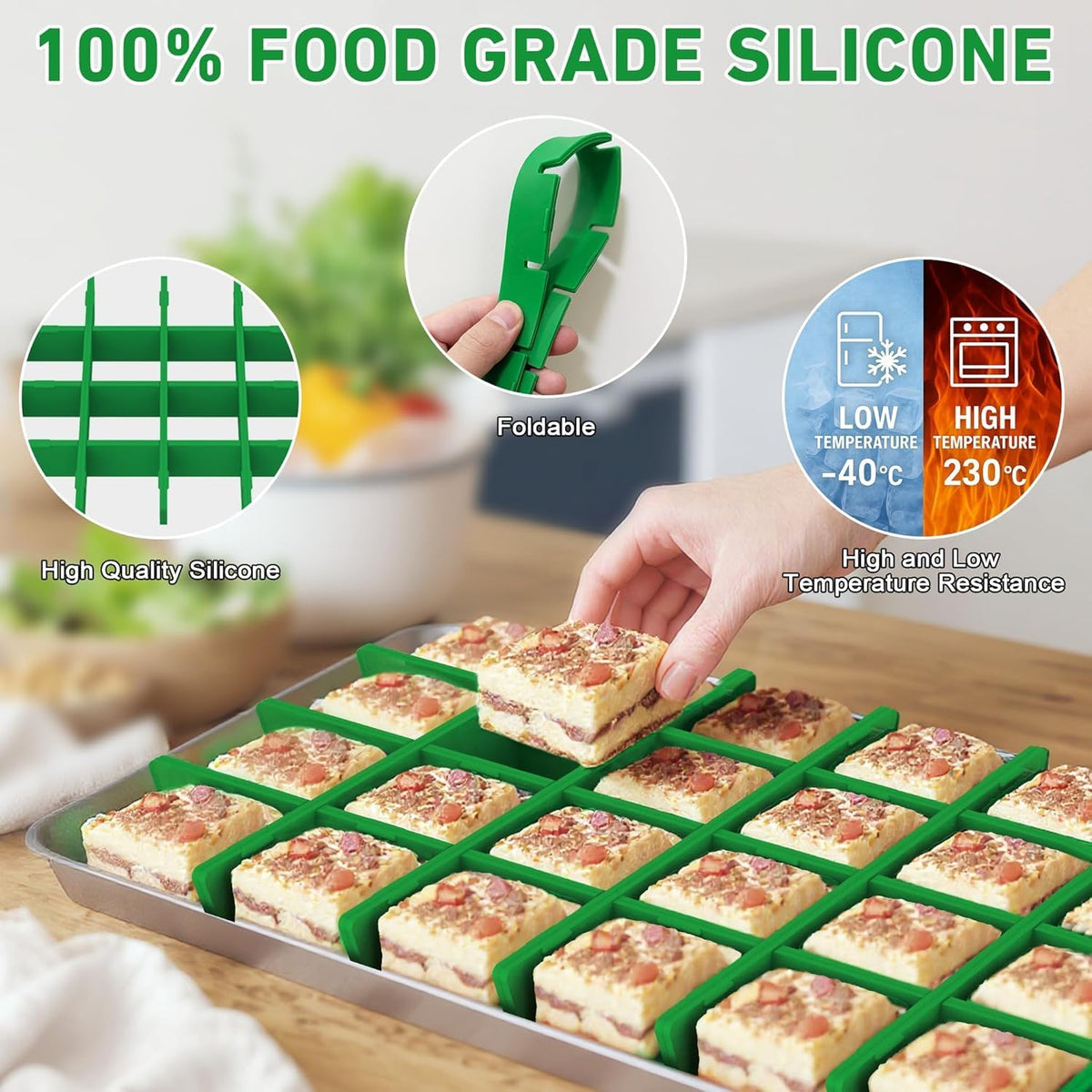 5 Sets Silicone Freeze Dryer Tray Dividers Compatible with Harvest Right Freeze Dryer Accessories - Flexible Adjustable Green Silicone Food Tray Divider Set, Reusable & Easy to Clean