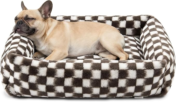 JOEJOY Small Dog Bed for Small Dogs, Rectangle Washable Orthopedic Corduroy Fleece Pet Bed with Removable Zipper Cover, Cute Soft Calming Puppy Bed with Non Skid Bottom