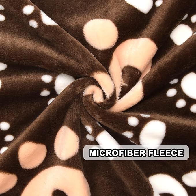 AHOOCUSTOM Brown Fleece Extra Large Dog Blanket, 80'X60', Soft Flannel Pet Cat Puppy Blanket Mat Cover for Bed Couch, Cute Paw Print Throw Blanket for Dogs