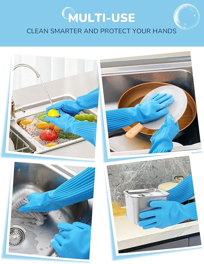 Pecute Pet Grooming Gloves, Heat Resistant Cat Bathing Gloves with High-Density Teeth, Silicone Dog Bathing Gloves with Enhanced Five Finger Design, Bathing and Massaging for Dogs and Cats
