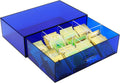 Acrylic Tea Bag Organizer and Storage Box Stackable Tea Bag Holder with Drawer for Countertop, Navy Blue
